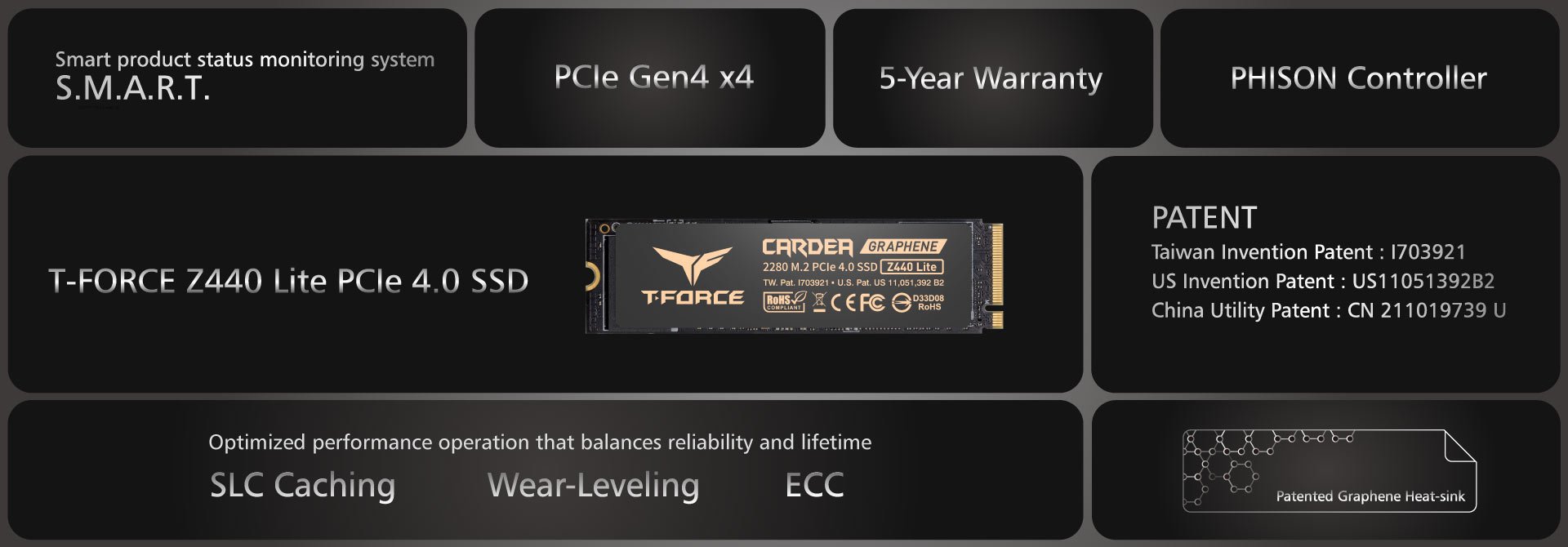 Team Group T-FORCE Z440 LITE M.2 2280 500GB Gaming SSD with